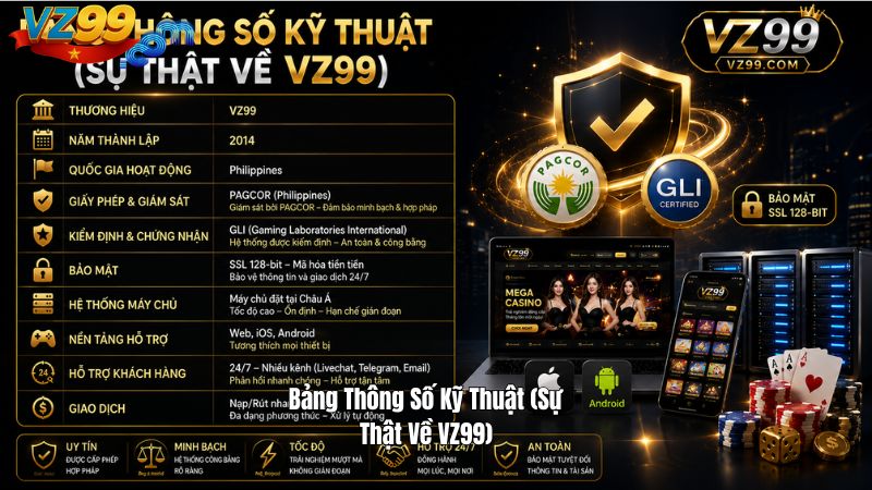 Bảng Thông Số Kỹ Thuật (Sự Thật Về VZ99)